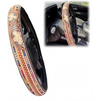 15" Retro Western Cowboy Car Universal Steering Wheel Cover, Anti-Slip Design Easy to Install