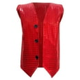 thumbnail image 3 of Teen Girls Boys Sequin Vest Shiny Dance Vest Sleeveless V Neckline Red Vest Jazz Hop Disco Party Jazz Dance Stage Performance 13-14 Years, 3 of 3