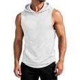 thumbnail image 7 of GrmtClth Mens Lightweight Sleeveless Hoodie Casual Pullover Tank Top with Hood & Kangaroo Pocket Breathable Fitness Training Tops White XL, 7 of 7