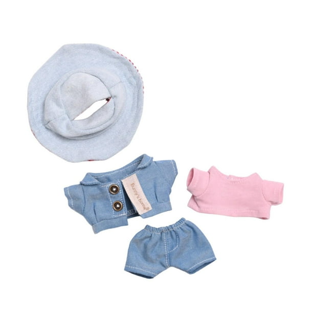 Chaqueta de muñeca,Muñecas de 17 cm,trajes ,ropa de moda,juguetes,Muñecas para niñas Trajes de mezclilla Ropa para muñecas,Accesorios para muñecas con sombrero de rayas