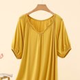 thumbnail image 2 of Asxite Womens Pajamas Solid Short Sleeve Round Neck Ruffle Hem Loose Breathable Nightgown, 2 of 2