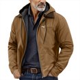thumbnail image 2 of Wutalume Men's Solid Color Hooded Sweatshirt Jacket with Zipper Pockets, Casual Cardigan Style for Everyday Wear, Ideal for Outdoor Activities and Comfortable Lounging at Home,Camel 4XL, 2 of 5
