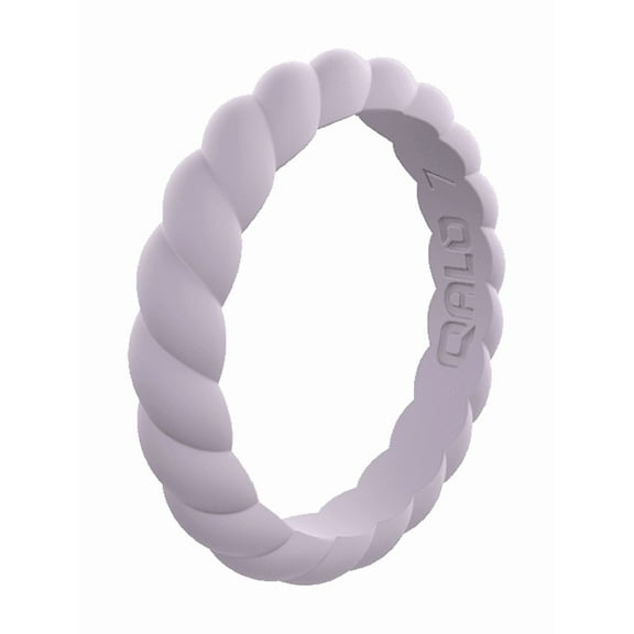 QALO Womens Amethyst Twist Stackable Silicone Ring Size 06