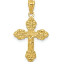 14K Yellow Gold Polished Inri Small Crucifix Pendant (26 X 14.7) Made In United States xr1494