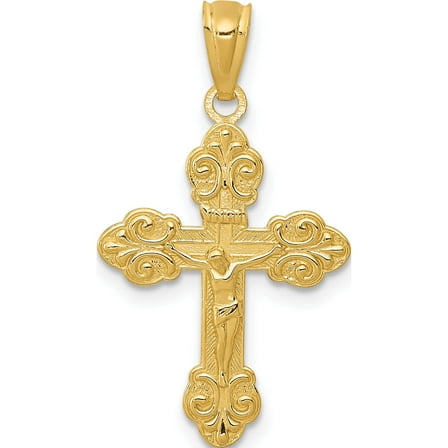 14K Yellow Gold Polished Inri Small Crucifix Pendant (26 X 14.7) Made In United States xr1494