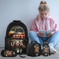 thumbnail image 2 of Yuyamidu Eagle USA Flag Backpack Lunchbox Set of 4 Primary School Bookbag for Boys 7-10 Lunch Bags + Pencil Case + Water Bottle Carrier Bag Student Schoolbag for Kids Girls Large Book Bags 3rd Grade, 2 of 8