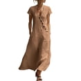 thumbnail image 3 of HVOBTTY Summer Women's Short Sleeve Mid-Length Peplum Dress V Neck Cut Modern Daily Leisure Out Wear, 3 of 5