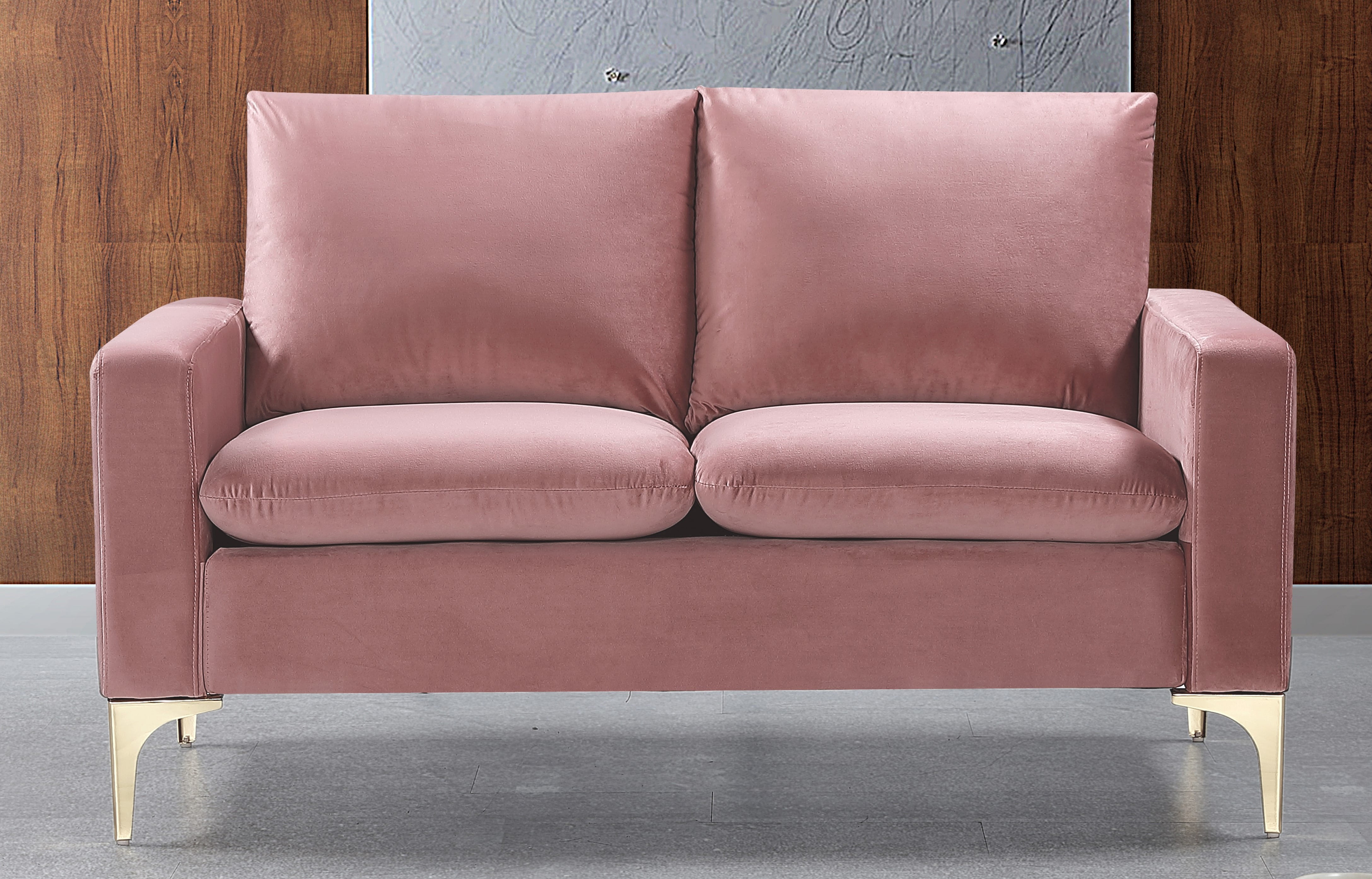 Uspridefurniture Buchholz 54.7'' Velvet Square Arm Loveseat,Pink