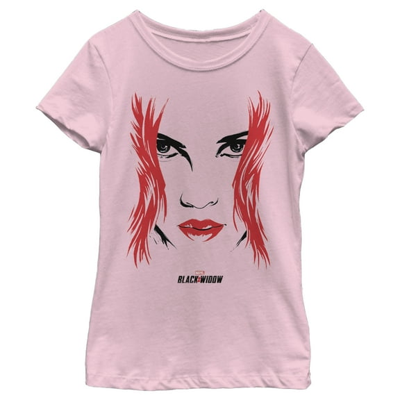 Girl's Marvel Black Widow Painted 80's Face  Graphic Tee Light Pink X Large