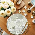 thumbnail image 2 of Coastal Sage Green Round 15 Inch Placemats Set of 4, Ocean Coral Starfish Shell Modern HeatResistant Non Slip Place Mats for Dining Table, Wipeable Braided Kitchen Table Mats for Housewarming, 2 of 9