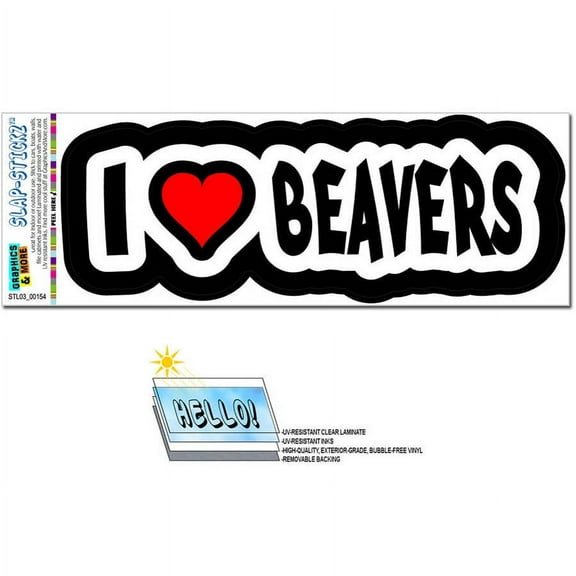 I Love Heart Beavers Automotive Car Window Locker Bumper Sticker