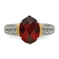 thumbnail image 5 of 14K Two-Tone Gold Ring Band Gemstone Yellow Garnet Oval Red, 5 of 6
