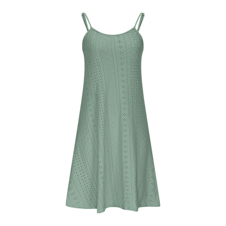 Spazoro Toddler Girls A-Line Dress, Sleeveless Solid Color V-Neck Casual  Princess Dresses for Child Girls Green Size 7 T - Walmart.com
