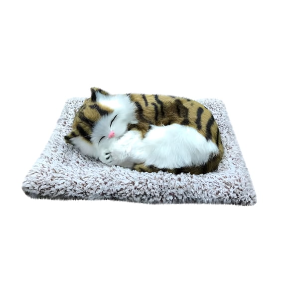 BESTSKY 10.6*7.5in Plush Lifelike Pet Doll Toy,Realistic Dog Cat Stuffed Breathing Sleeping Animal With Mat Birthday Gifts for Kids Boys Girls