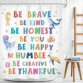 thumbnail image 2 of Kids Shower Curtain Ocean Whale Inspirational Quotes Funny Sea Animal Cute Cartoon Turtle Positive Motivational Bathroom Decor Colorful Baby 60Wx72H Bath Curtain Fabric Polyester 12 Pack Hooks, 2 of 16