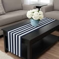 thumbnail image 4 of Navy Blue Grey Striped Table Runner 72 Inches Long, Farmhouse Stripes Minimalist Kitchen Coffee Dining Table Decoration for Home Party Birthday Wedding Home Decor 18x72 Inches, 4 of 8