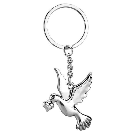 UDIYO Key Chain Multi-purpose Realistic Decorative Reusable Bright Luster Souvenir Metal Peace Pigeon Key Ring Hanging Pendant for Bag
