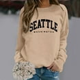 thumbnail image 4 of Seattle Washington Sweatshirts for Women Long Sleeve Crewneck Graphic Sweatshirt Pullover Tops Fall Winter Outfits, 4 of 5