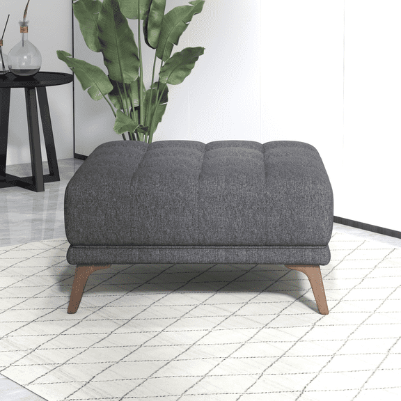 Nmkwnr Upholstered Square Footrest Ottoman for Living Room, Office, Bedroom, Dark Gray