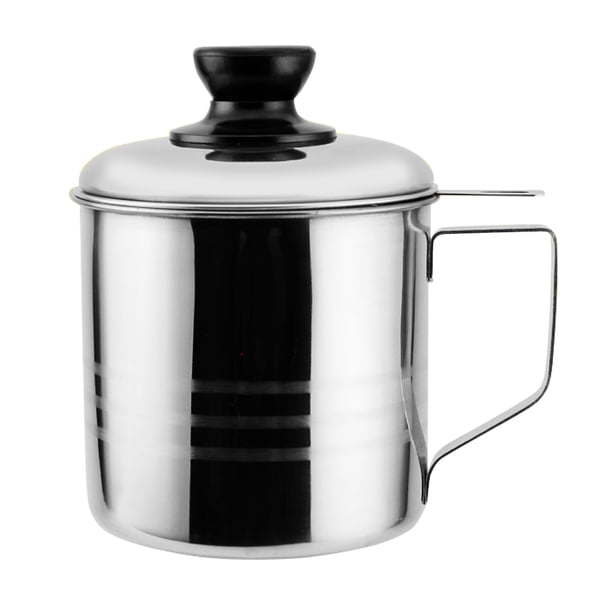 Inicio Recipiente para grasa de tocino con colador Colador de lata de almacenamiento de aceite de acero inoxidable 1.2L con tapa sidaley HA2803-00B