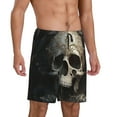 thumbnail image 2 of Pofeuu Gold Pattern Skull Print Men's Soft Woven Elastic Waistband Sleep Pajama Short-Medium, 2 of 6
