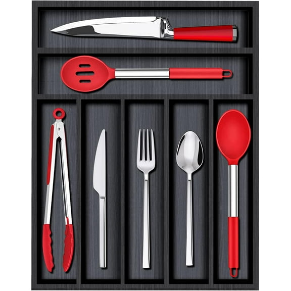 Wooden Silverware Tray - 16" x 12.6" Bamboo Cutlery Organizer - Best Flatware Organizer for Drawer