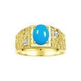 thumbnail image 1 of RYLOS Men's Rings 14K Yellow Gold Designer Nugget Ring Oval 9X7MM Gemstone & Diamonds  Turquoise December Birthstone Rings For Man Size 13, 1 of 7
