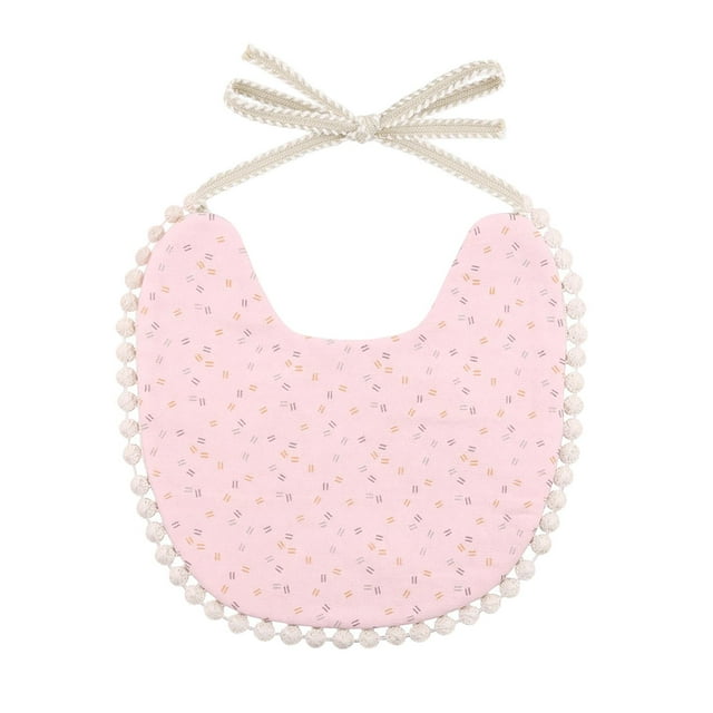 Babero ajustable para alimentación de bebés, delantal de lino y algodón, protección para niños pequeños F rosa