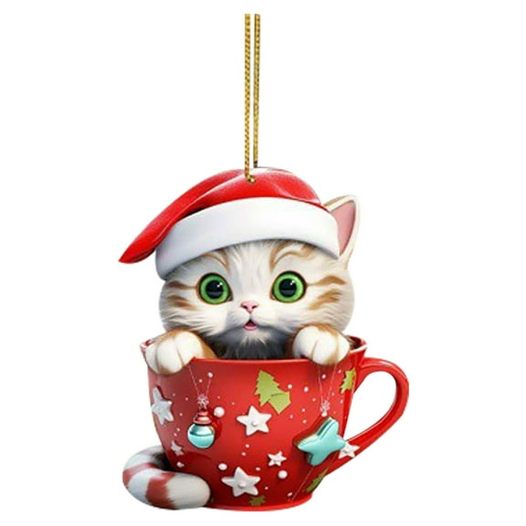 Lilixerw Personalized Christmas Tree Cute Cats Pendant,2D Acrylic Funny Christmas Cats Ornament for Christmas Tree Ornament
