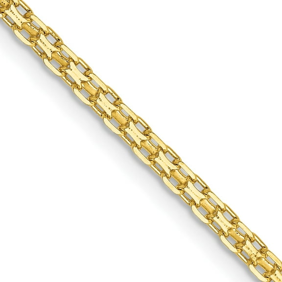 14K Yellow Gold Fancy Chain Styles Necklace 16 inch 1.8 mm Lightweight Flat Bismark with Lobster Clasp