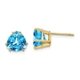 thumbnail image 4 of 14K Yellow Gold 8mm Trillion Blue Topaz Stud Earrings, 4 of 7