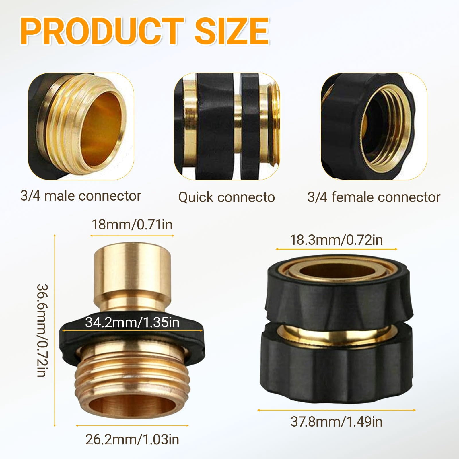 3/4 Inch Garden Hose Quick Connector, Quick Connect Hose Fittings with Gasket, Robust and lightweight structure