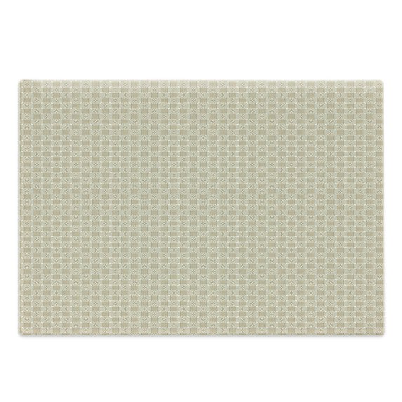 Geometric Cutting Board, Checkered Squares with Angled Stripes with Rhombus Pattern Abstract Art, Decorative Tempered Glass Cutting and Serving Board, Large Size, Pale Brown White, by Ambesonne