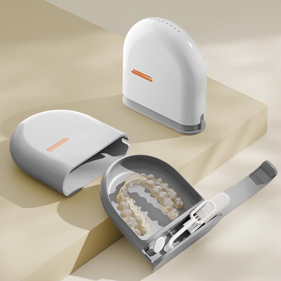 Caja Sellada y Antipolvo para Aparatos Dentales con Área de Almacenamiento Integrada para Herramientas de Limpieza, para Viajes, Almacenamiento y Limpieza en Uno