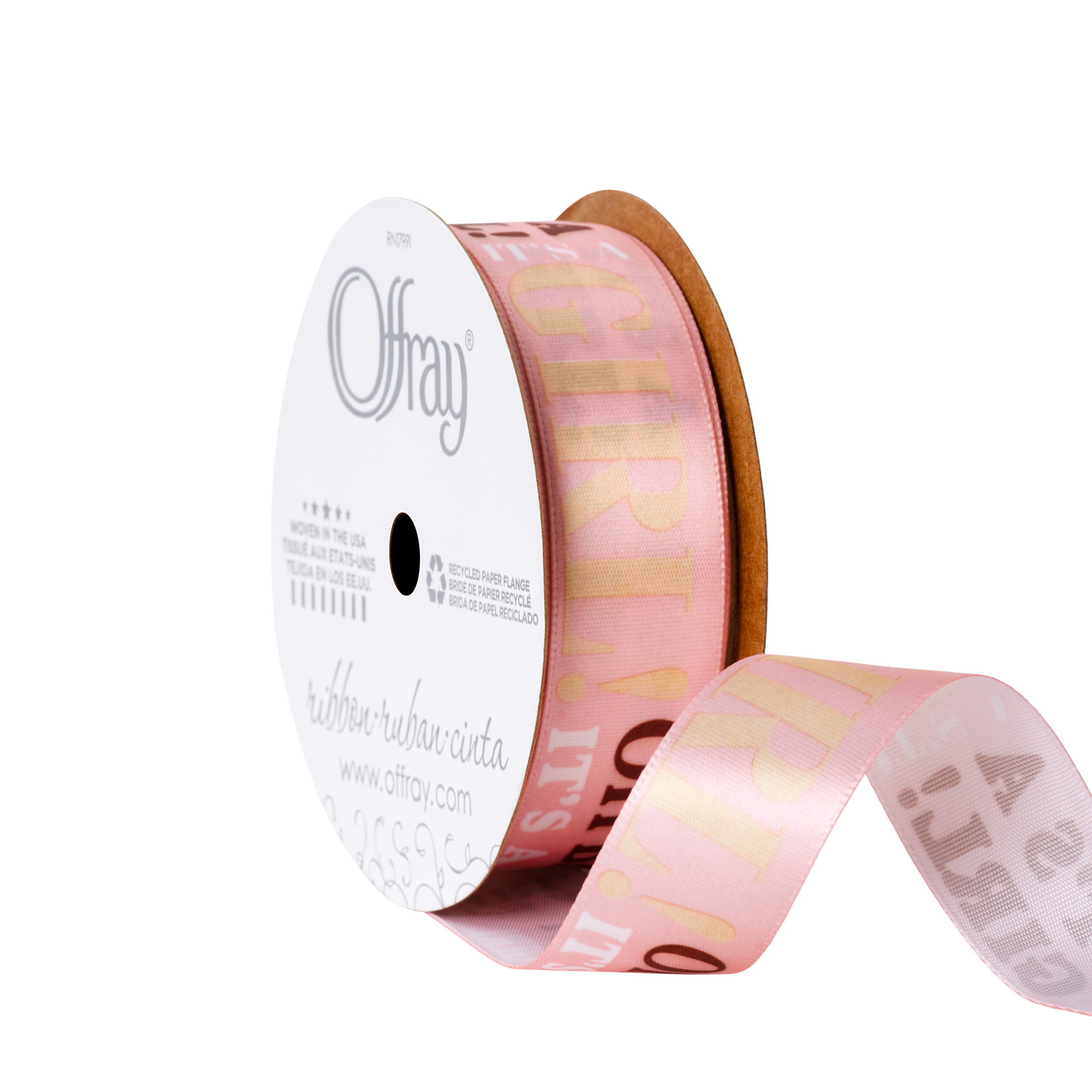 Offray Ribbon, Pink 7/8 inch Baby Satin Ribbon, 9 feet