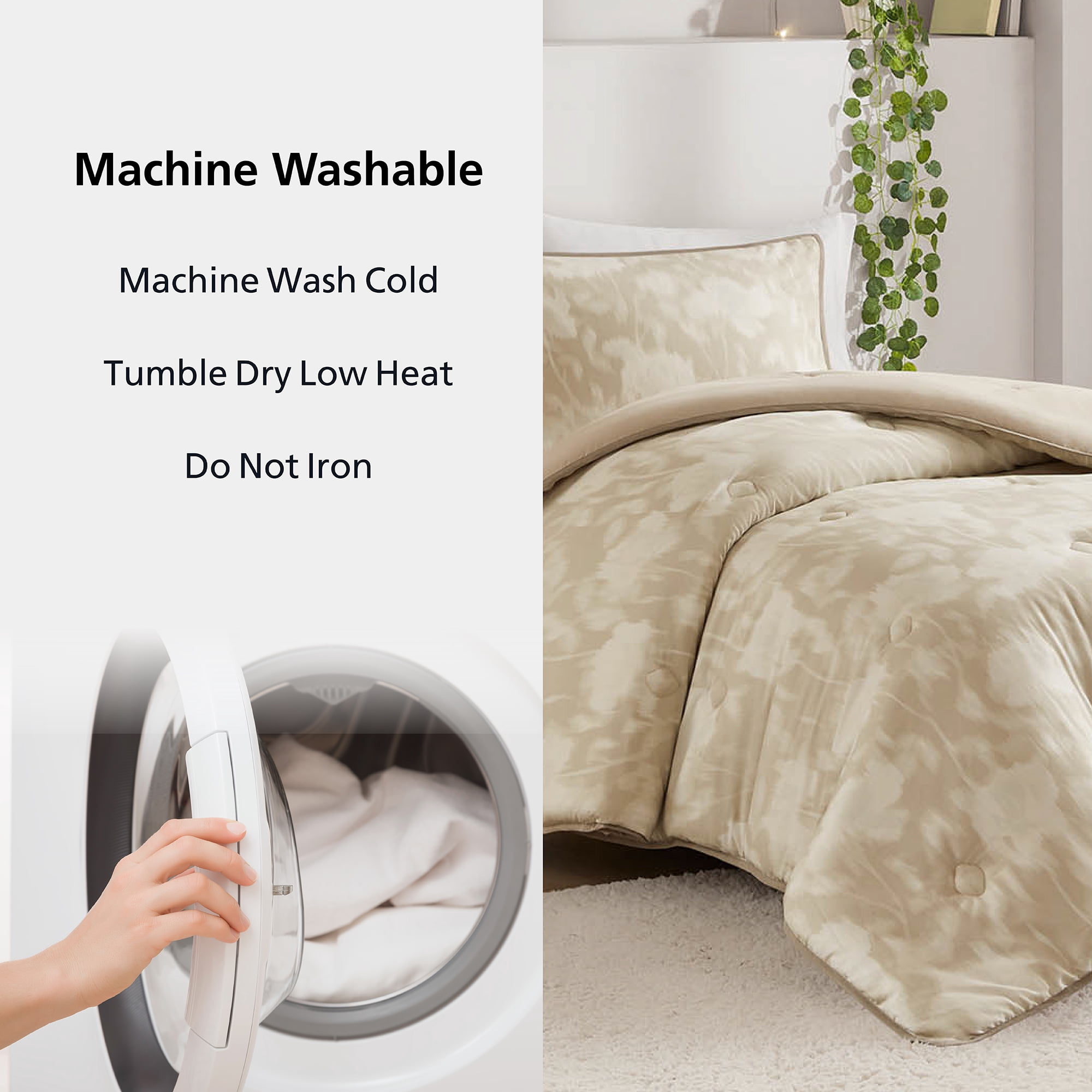 Mainstays Blurred Rose 2-Piece Beige Comforter Set, Twin/Twin XL
