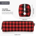 thumbnail image 3 of Haiem Buffalo Plaid Red Black Print Leather Pencil Case Art Supplies Case Zipper Pencil Pouch Stationery Storage Pencil Bag, 3 of 7