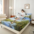 thumbnail image 4 of Manfei Mallard Duck 4 Pieces Queen Sheet Sets,Rustic Cabin Ultra Soft Flat Sheet,Botanical Plants Queen Fitted Sheet,Animal Room Decor, 4 of 7