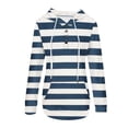thumbnail image 6 of Blouses for Women Dressy Casual Plus Size Fall Comfy Hooded Long Sleeve Puff Cold Shoulder Hoody Stripe Leisure Cotton Hoodies Sweatshirts(Blue,XL), 6 of 6