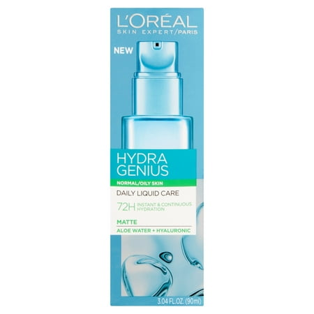 L'Oreal Paris Skincare Hydra Genius Daily Liquid Care Oil-Free Face Moisturizer for Normal / Oily Skin with Aloe Water and Hyaluronic  90 (Best Moisturizer For Oily Face)