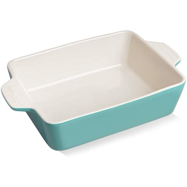 SWEEJAR Ceramic Baking Dish, Rectangular Small Baking Pan with Double Handles, 22OZ for Cooking, Brownie, Kitchen, 6.5 x 4.9 x 1.8 Inches(Turquoise)