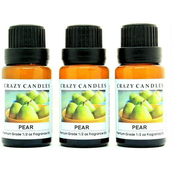 Crazy Candles Pear 3 Bottles 1/2 FL Oz Each (15ml) Premium Grade Scented Fragrance Oil Made in USA