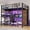 Black, variant on Full Size Loft Bed with L-Shaped Desk & 5 Storage Drawers, LED Metal Loft Bed with Storage Bags & Clothes Hanging Rail, Black