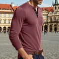 thumbnail image 4 of Domuza Mens Henley Shirts Long Sleeves Button Down Trendy Casual Cotton Tshirts Fall Solid Color Soft Regular Fit Basic Tops Wine 3XL, 4 of 5