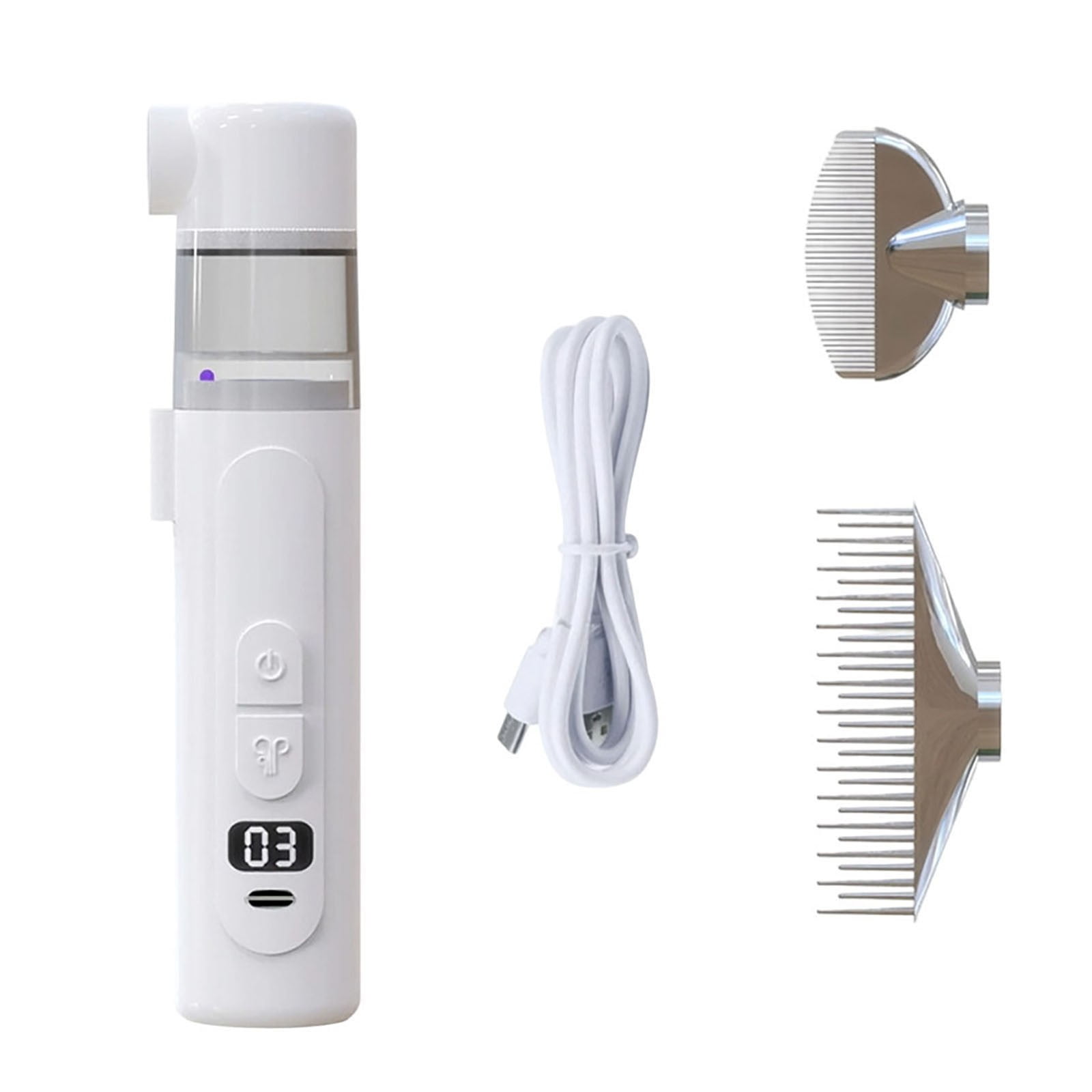 Electric Pet Grooming Comb, Rechargeable Flea Removal Brush with Suction, Fine Tooth Coat Care Tool for Dogs and Cats, Rotating Head Design for Long and Short Hair