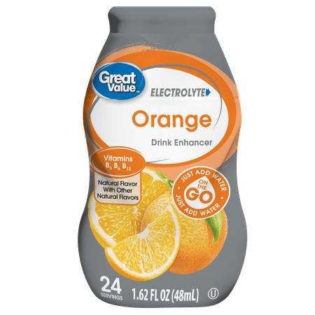 (2 Pack) Great Value Electrolyte Drink Enhancer, Orange, 1.62 fl (Best Electrolyte Water Brands)