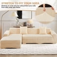 thumbnail image 5 of CJC Stretch Sectional Couch Covers - 2 pcs Spandex Sofa Covers with Elastic Bottom for L Shape Corner Sofa Furniture Protector (Beige, 3 Seat + 3 Seat), 5 of 15