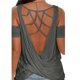 thumbnail image 5 of Tops con hombros descubiertos para mujer, camiseta lisa de manga corta con espalda abierta, blusas informales holgadas sin espalda sexy Pompotops hfajkhk133023, 5 of 9