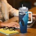 thumbnail image 6 of Logiee Ice Blue Ocean Cute Dolphin Print 40OZ Ice Bully Cup with Handle and Straw, Double Wall Stainless Steel Tumbler,Travel Coffee Cup with Lid, Summer Insulation and Cooling Cup, 6 of 8
