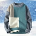 thumbnail image 2 of Mens Knit Polo Sweater Graphic Color Block Tops Soft Comfy Dailywear Winter Clothes with Buttons, Green, Size XXXL, 2 of 3